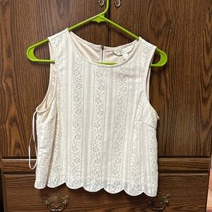 LC Lauren Conrad Cream Lace Sleeveless Blouse